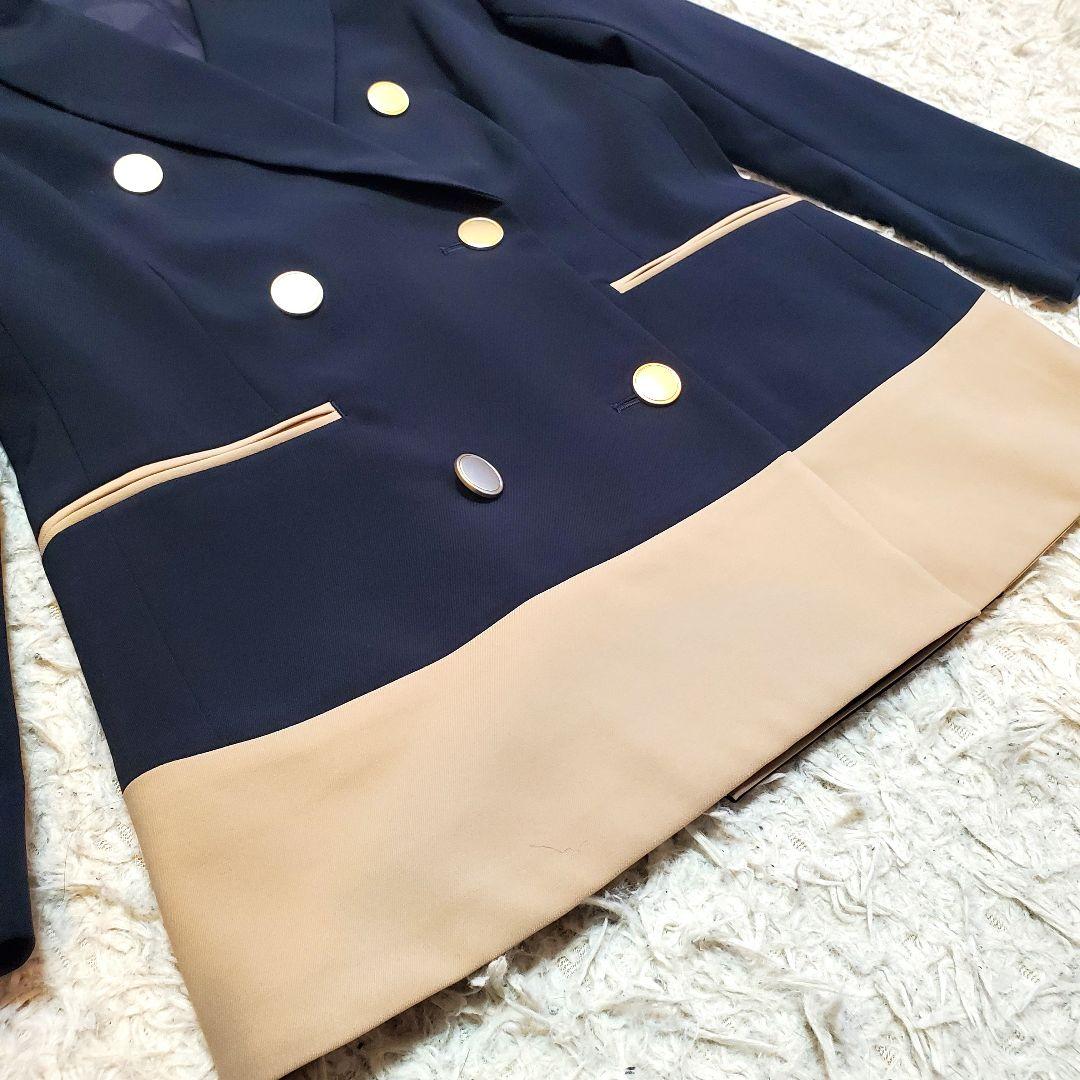JENNE 極美品 近年 バイカラージャケット ネイビー 金ボタン