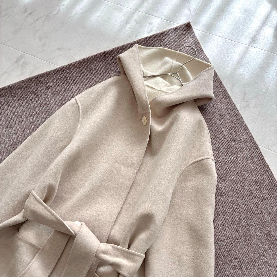 美品 SHIPS♡ウール カシミヤ リバーシブル リバーコート 白×ピンク