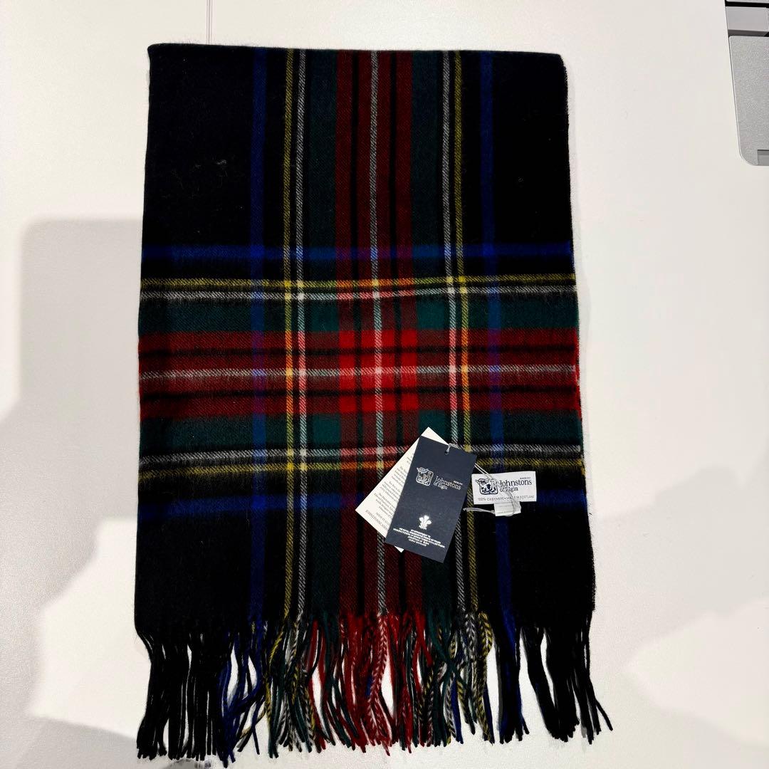 ジョンストンズ カシミア 大判ストール マフラー ブラックスチュワート（即発）