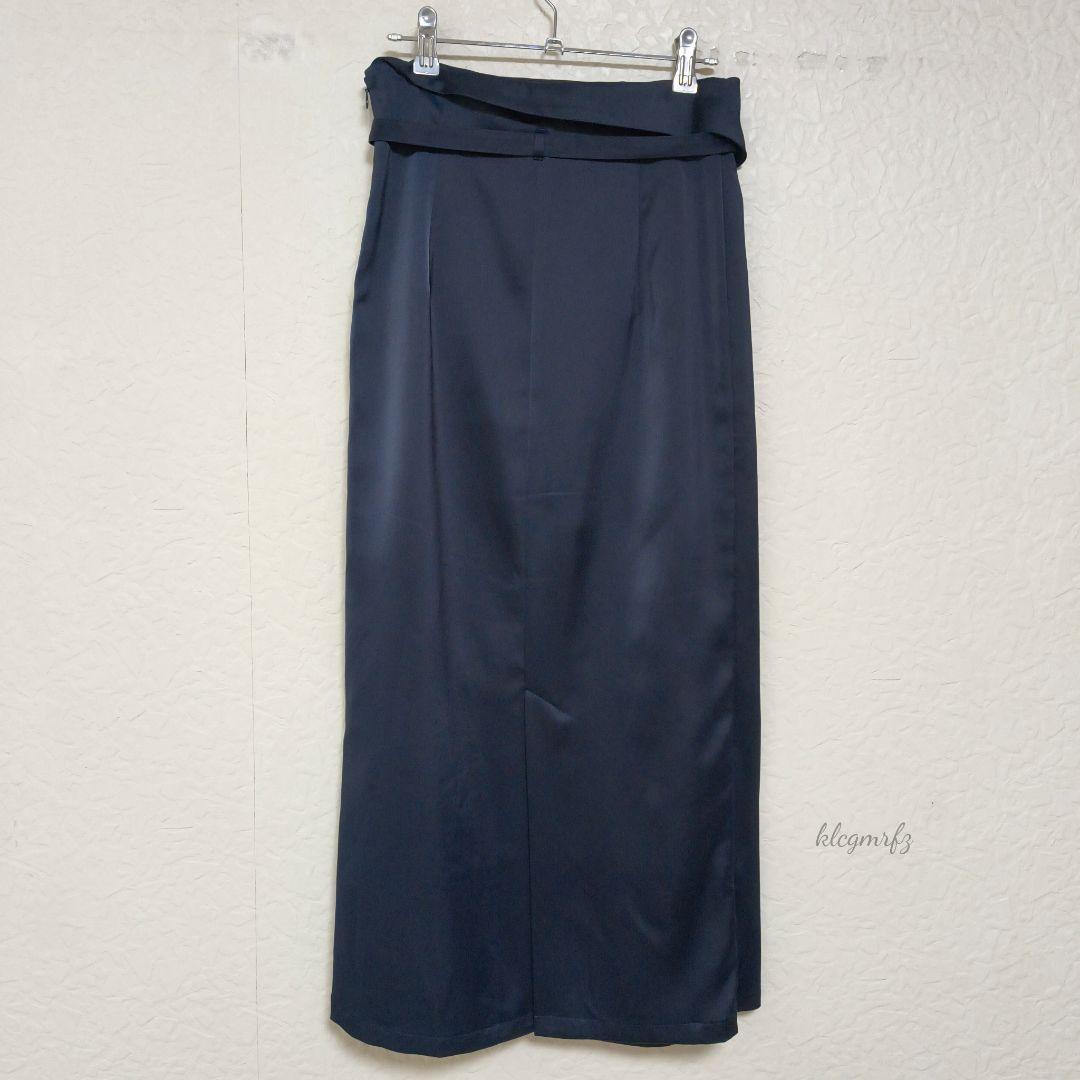anuans サテン ラップ風 ウエストデザイン タイト スカート アニュアンス