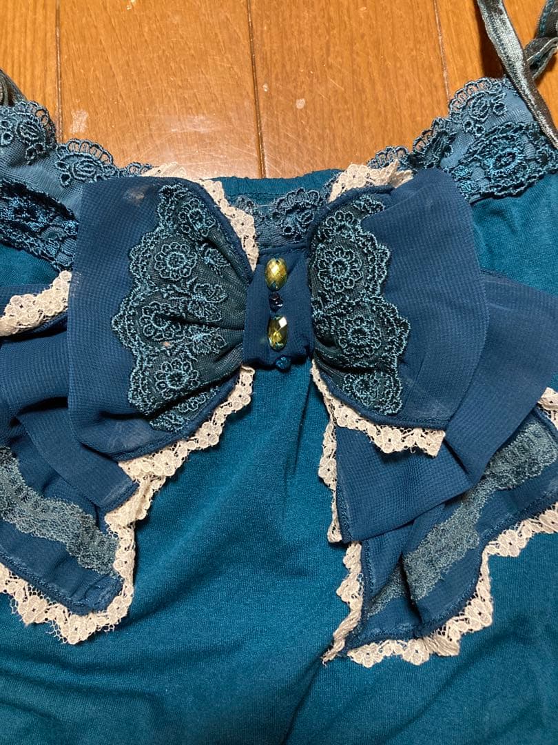 axes femme♡ビッグリボンキャミソール♡ブルーグリーン♡