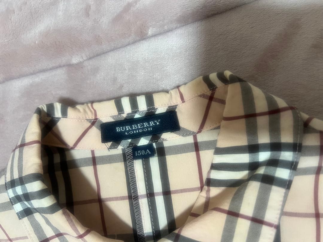 BURBERRY チェック柄 半袖ワンピース ウエストベルト付き