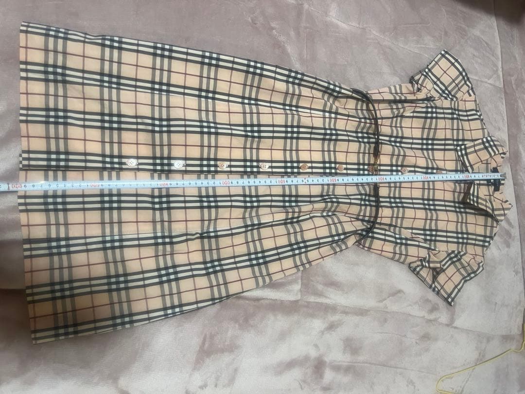 BURBERRY チェック柄 半袖ワンピース ウエストベルト付き