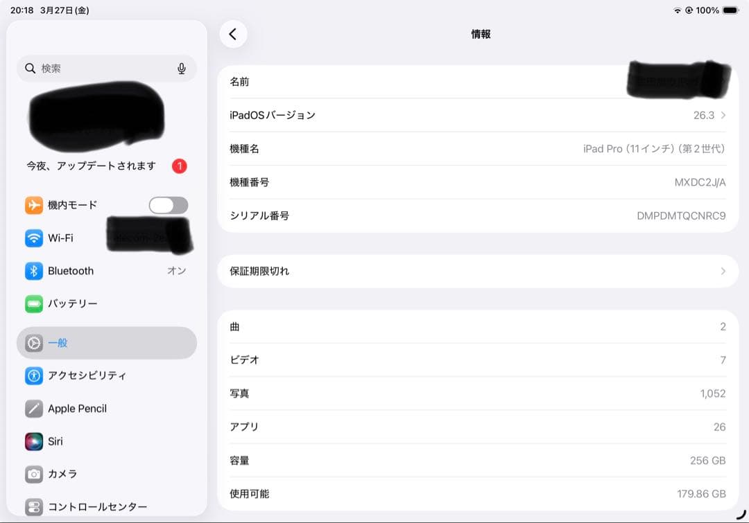 iPad Pro 第2世代　256GB スペースグレー　ペン付き