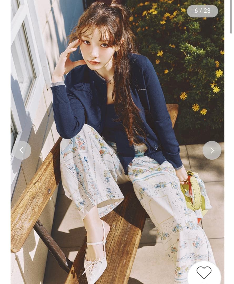 LILY BROWN カラートリムニットカーディガン NVY