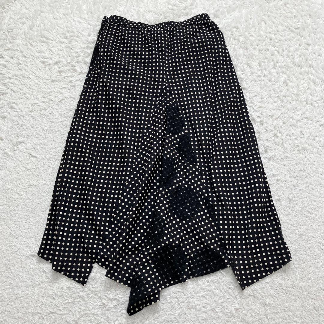 極美品✨イッセイミヤケ スカート 変形 アシンメトリー 切り替え ドット柄 黒