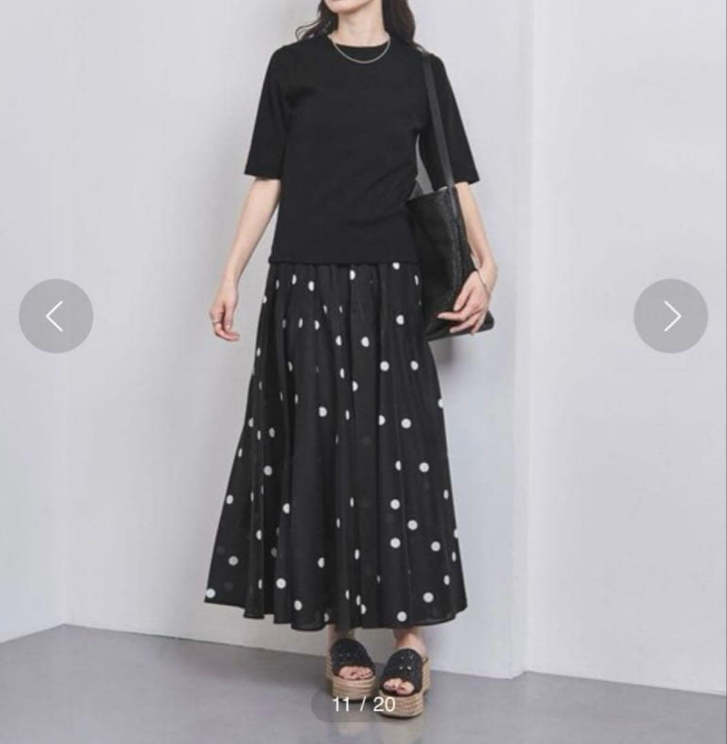 UNITED ARROWS オーガンジー プリント プリーツスカート　ドット