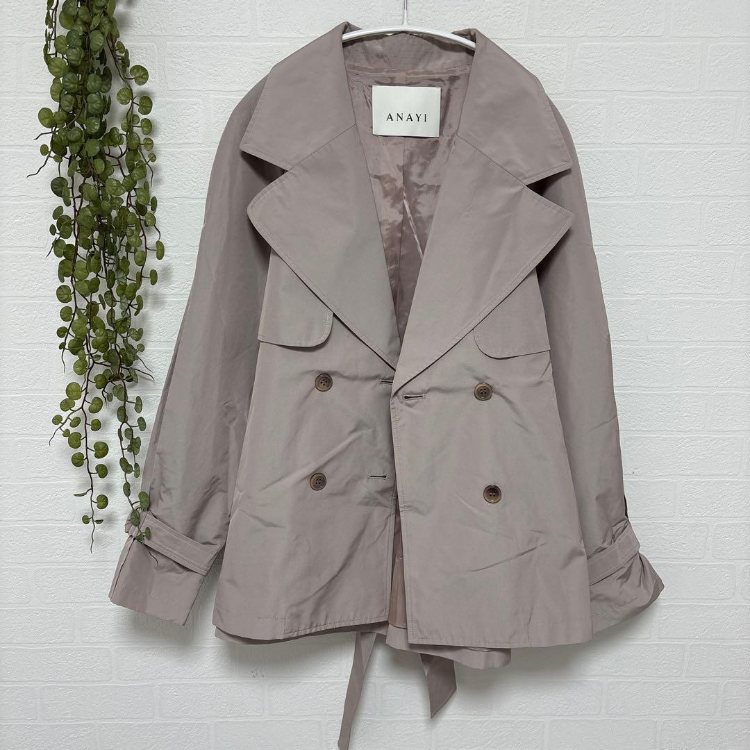 美品❣️アナイ ANAYI ライトシャンタンショートトレンチコート　38/M
