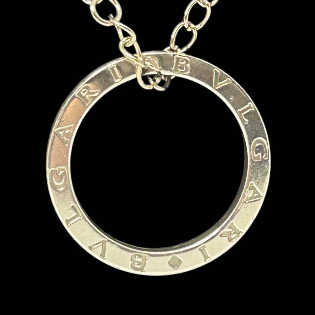 BVLGARI ロゴサークル ネックレス キーリング 革紐付き