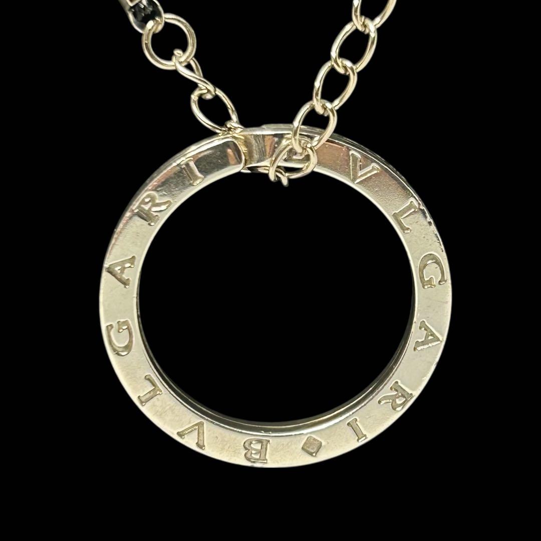 BVLGARI ロゴサークル ネックレス キーリング 革紐付き