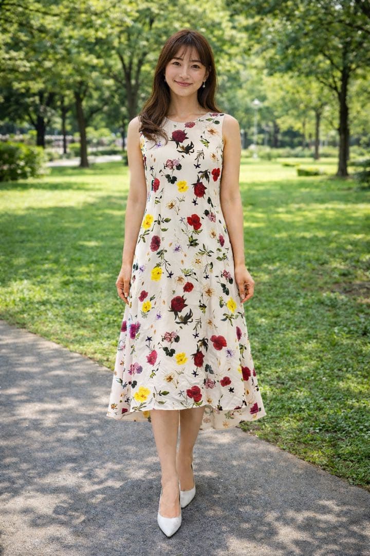 美品　セオリー　フラワープリントワンピース イレギュラーヘム 花柄　ボタニカル