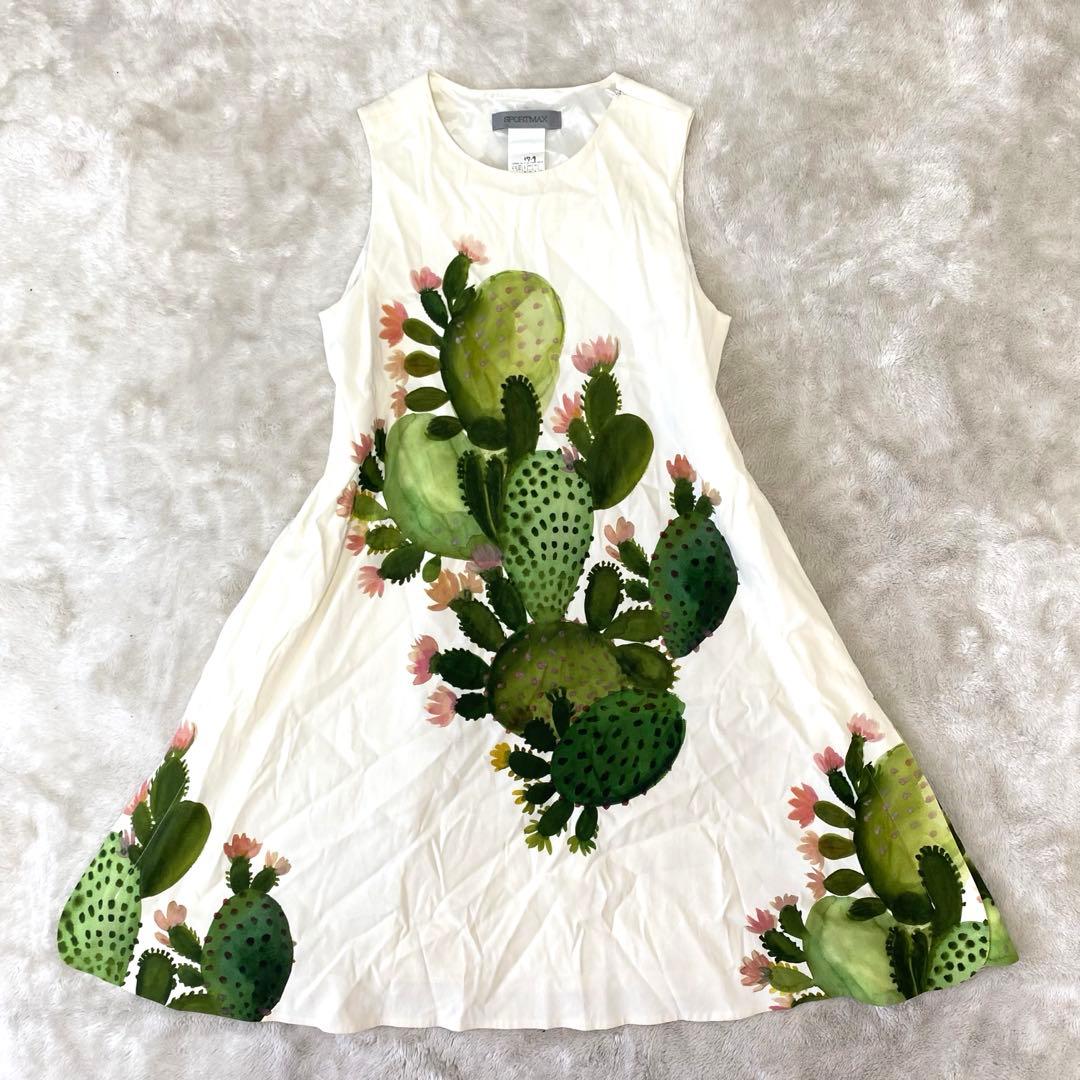 MaxMara ✨希少良品✨ ノースリーブ ワンピース サボテン ボタニカル