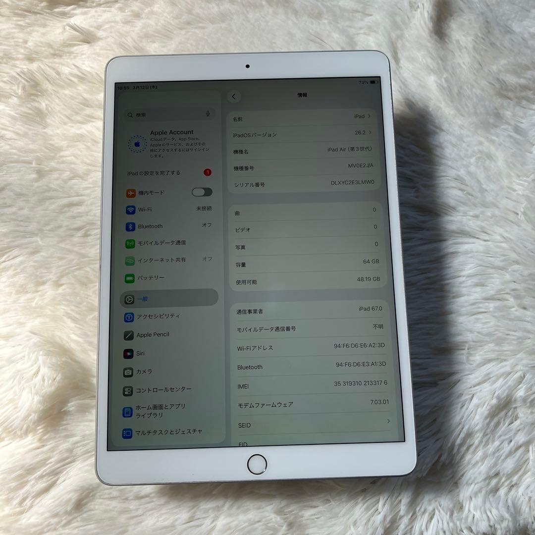 【早い者勝ち】iPad Air3 64GB SIMフリー 【すぐ発送】【付属品】