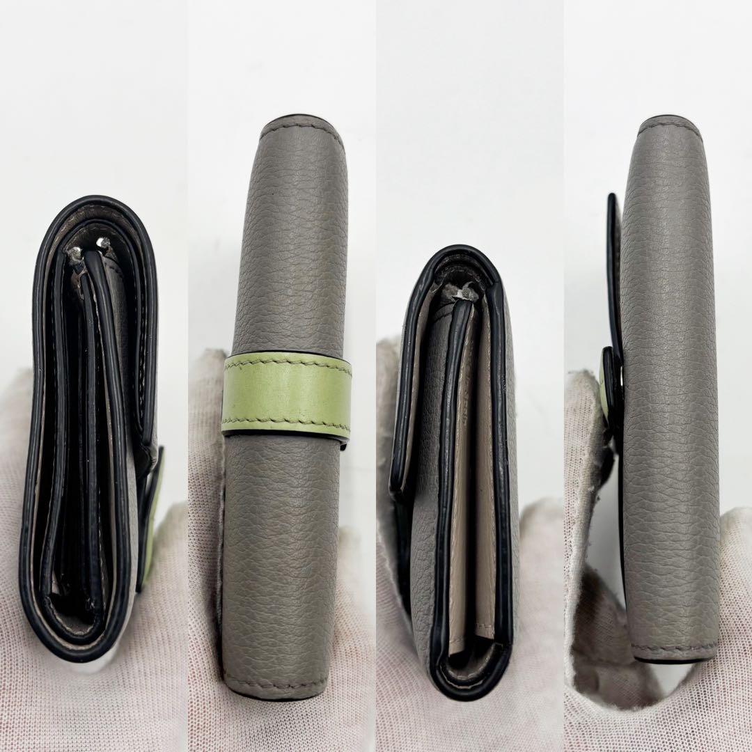 ロエベ LOEWE 三つ折り財布 バーティカルウォレット アナグラム グレージュ