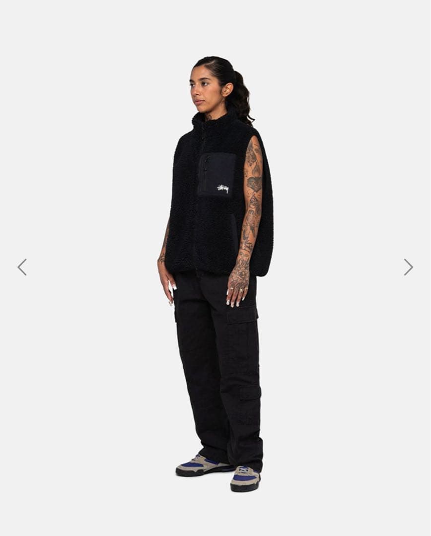 最終価格 stussy sherpa reversible vest Black