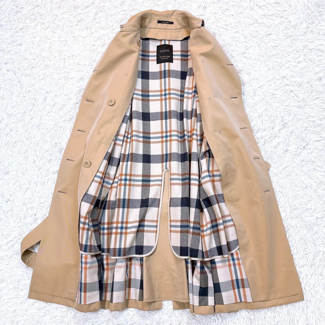 100年コート【極美品】サンヨー クラシックトレンチコート 三陽格子 ライナー付