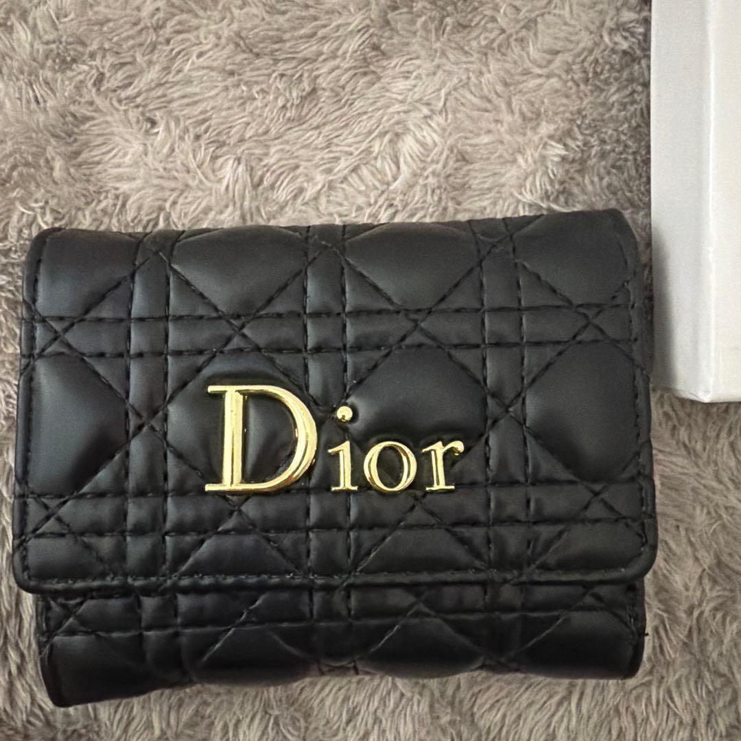 Dior ブラックレザー 二つ折り財布