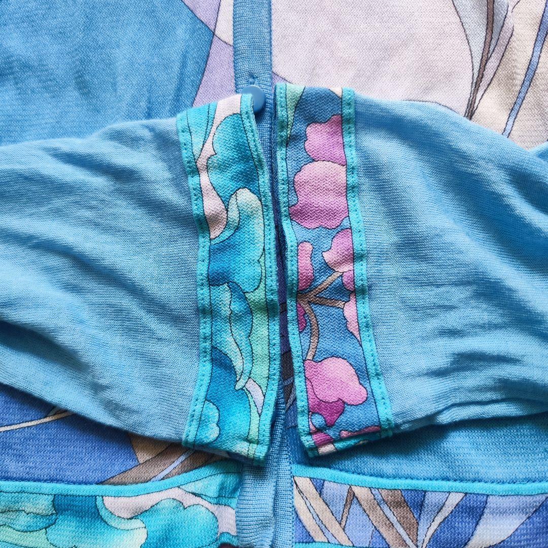 【美品】LEONARD レオナール 薄手長袖カーディガン ブルー系 Mサイズ