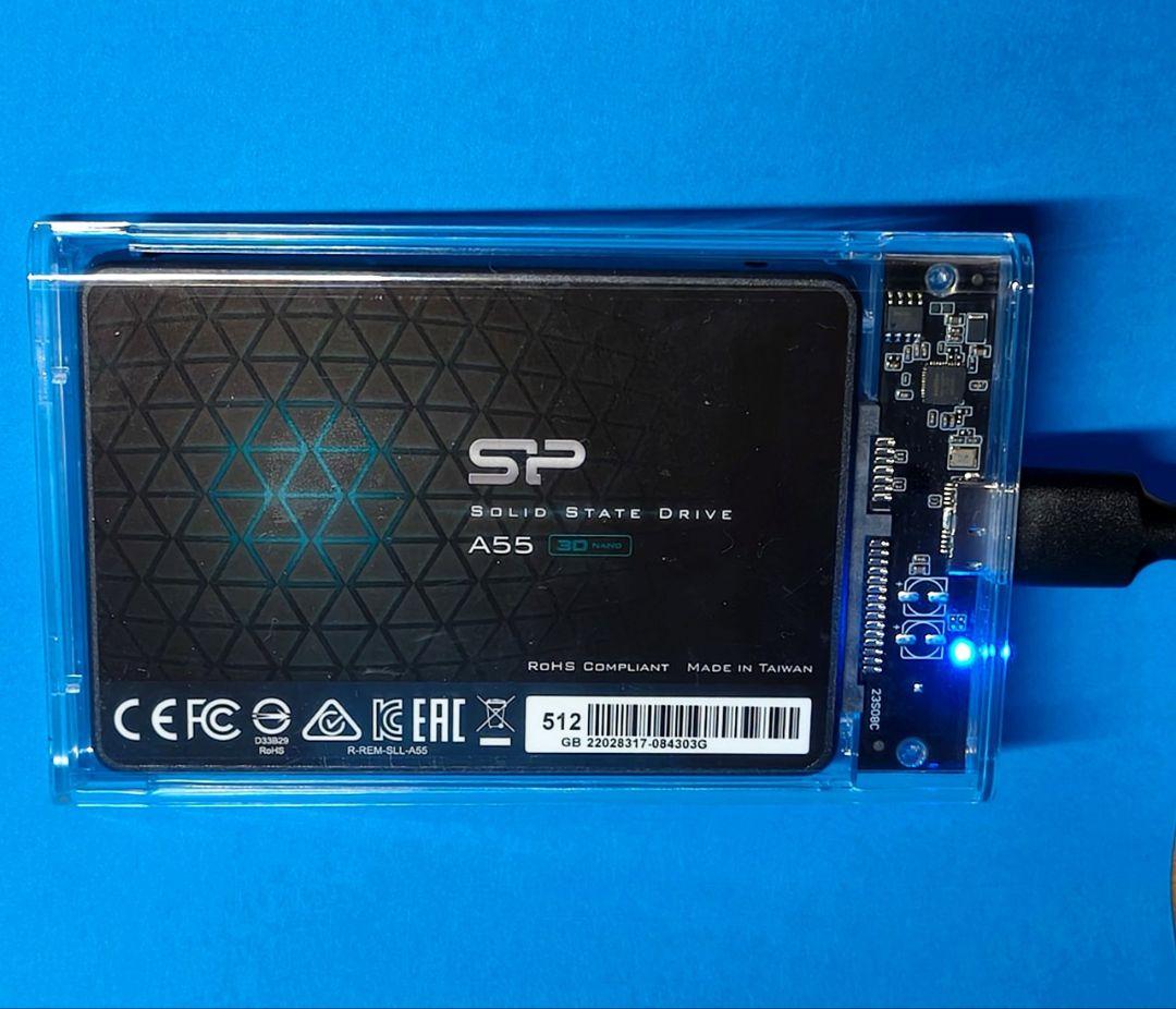 SSD A55 512GB 2.5インチ 7mm 外付ケース・ケーブル付き