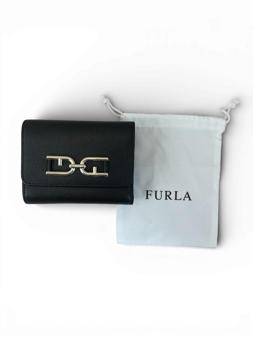 【新品・未使用】FURLA フルラ 三つ折り財布 METI ブラック レザー製