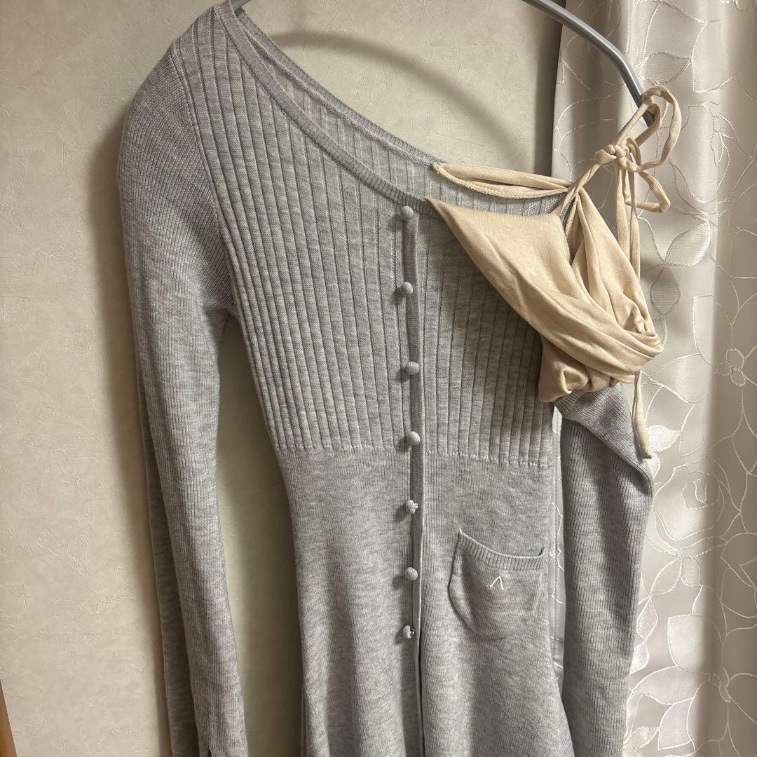 Helen knit flare mini dress Andmary ワンピ
