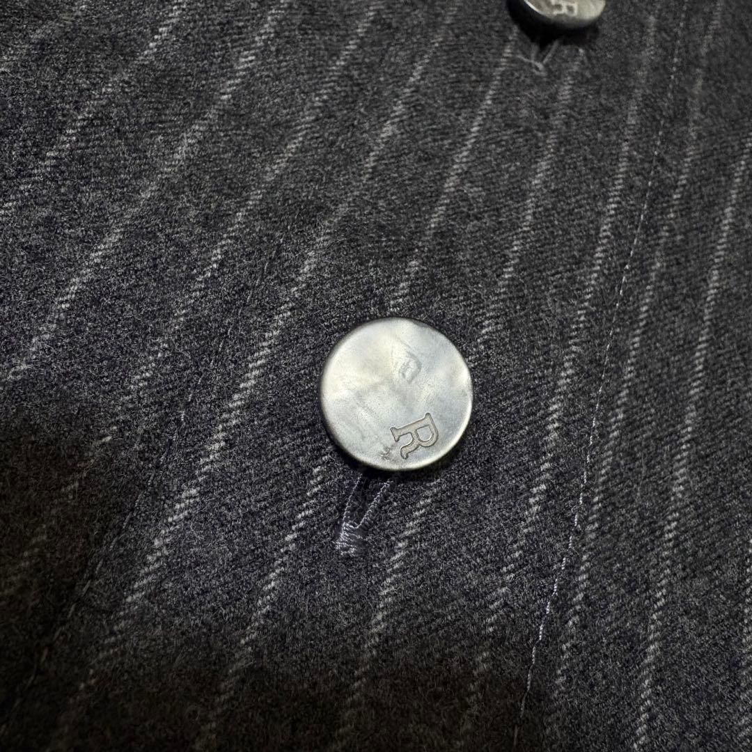 【美品】René ルネ　ウール　ストライプ　七分袖　襟付き　ワンピース　36