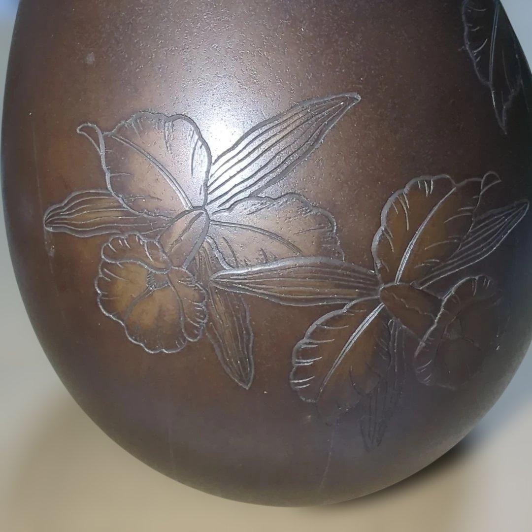 高岡銅器　青銅花瓶　紫山作　花器