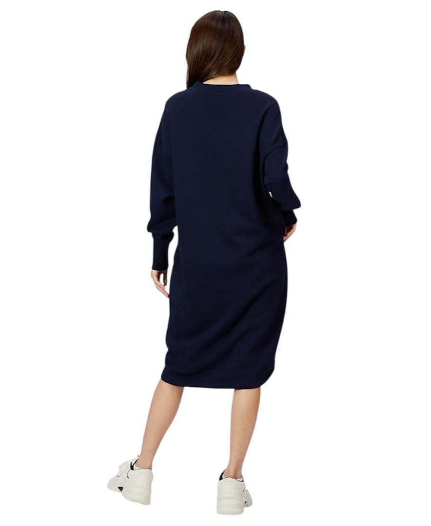 LACOSTE Vネックスウェットワンピース　ネイビー　36