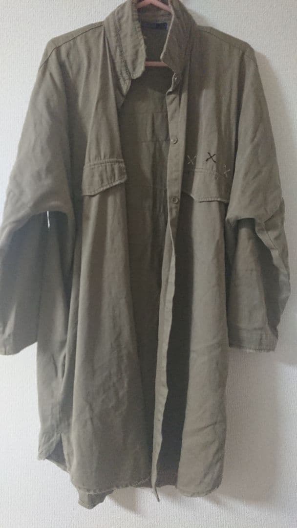 ZARA オーバーサイズ シャツ ロングワンピ カーキ sizeL