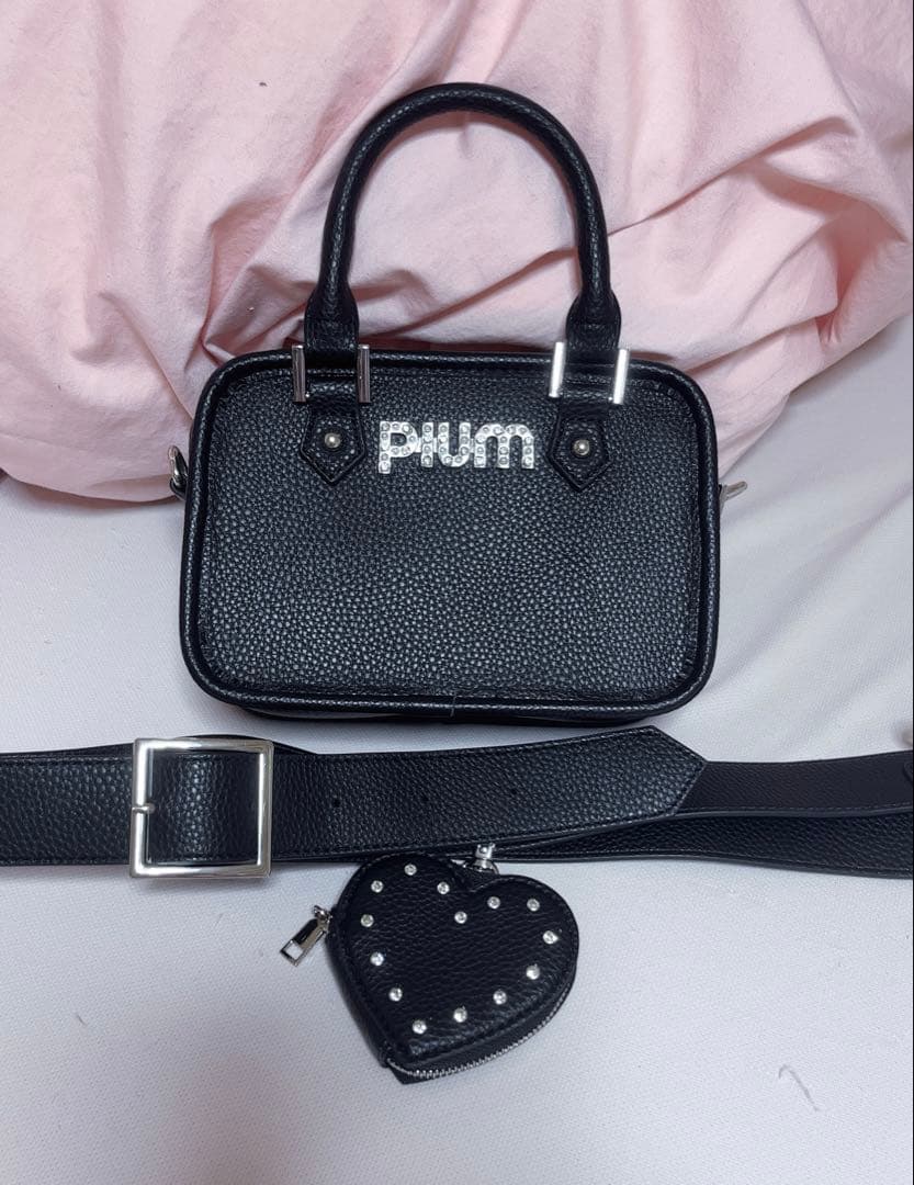 ❌【muu出品】❌ pium♡ハートポーチ付きミニボストンバッグ ブラック