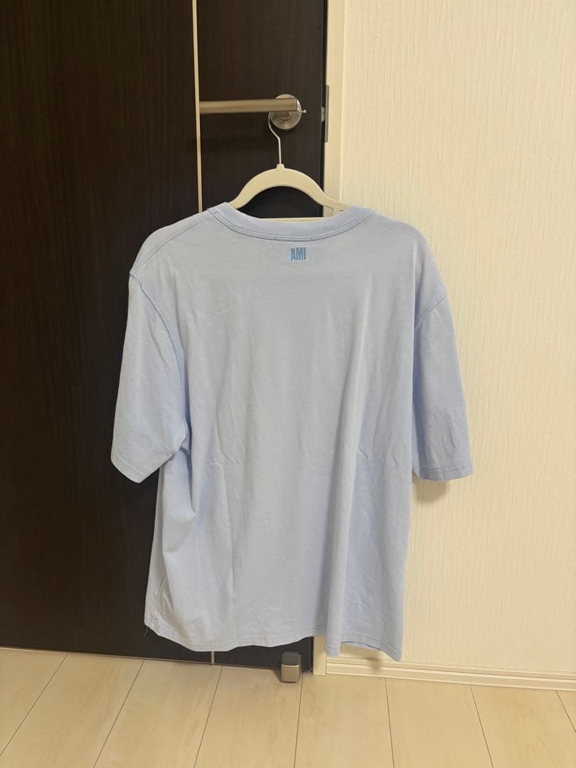 水色 ハートとA刺繍 Tシャツ　アミパリス