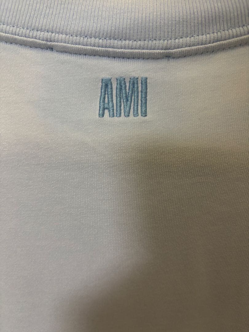 水色 ハートとA刺繍 Tシャツ　アミパリス