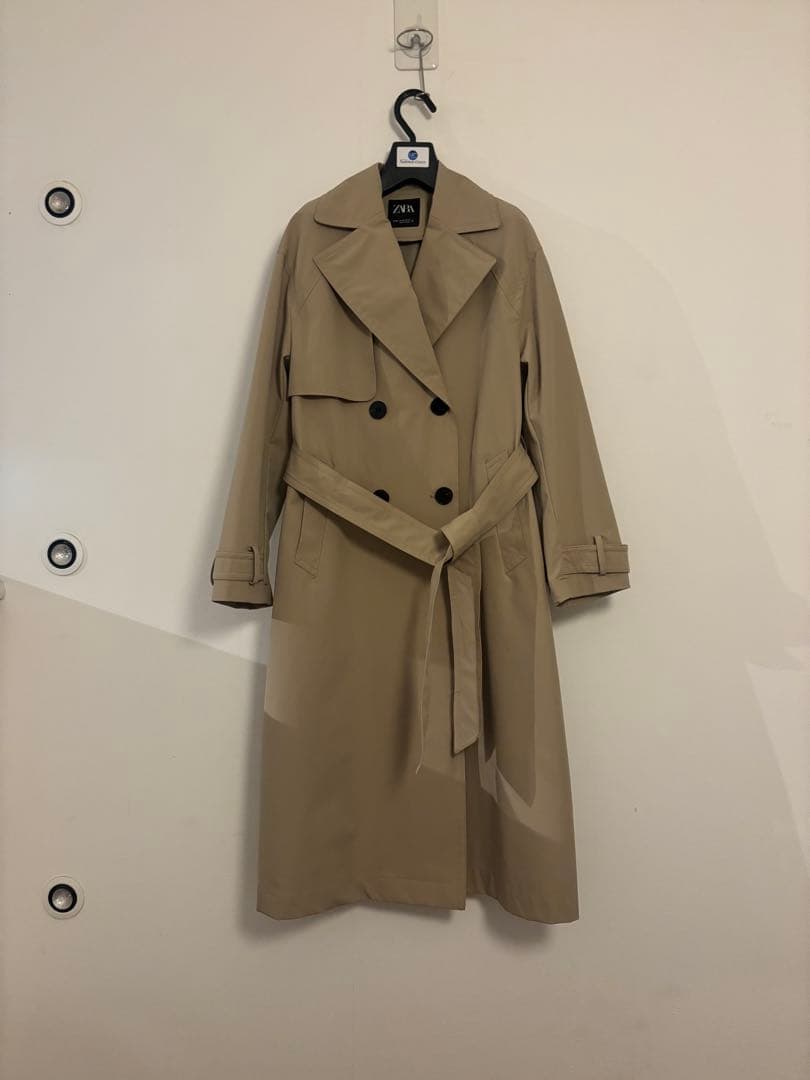 ZARA 撥水加工　ベージュ トレンチコート ダブルブレスト