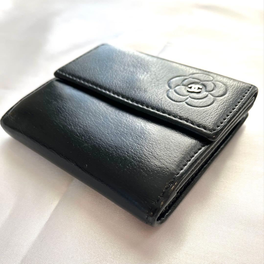 CHANEL シャネル 3つ折り財布 カメリアフラワーCCロゴ