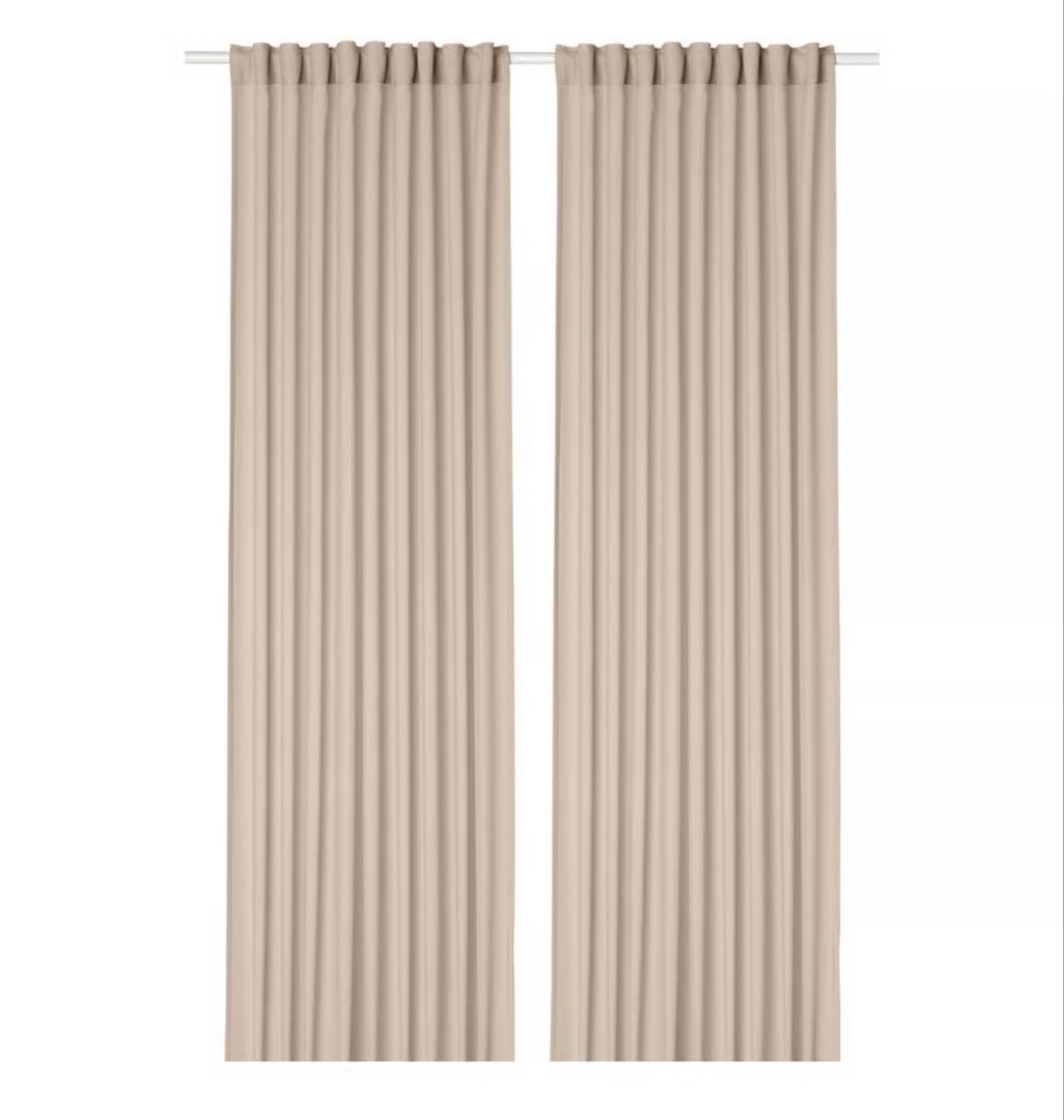 【IKEA】ROSENROBINIAレースカーテン1組×2,ベージュ,フック付き