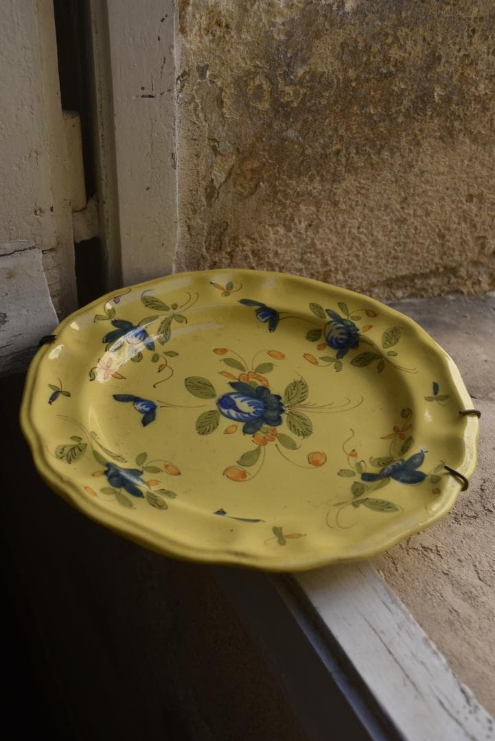超美品　南フランス19-20世紀　 黄釉輪花平皿 伊丹十三の台所