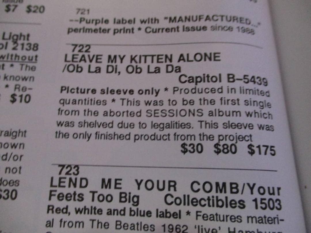 洋楽 beatles leave my kitten alone (RARE!!)