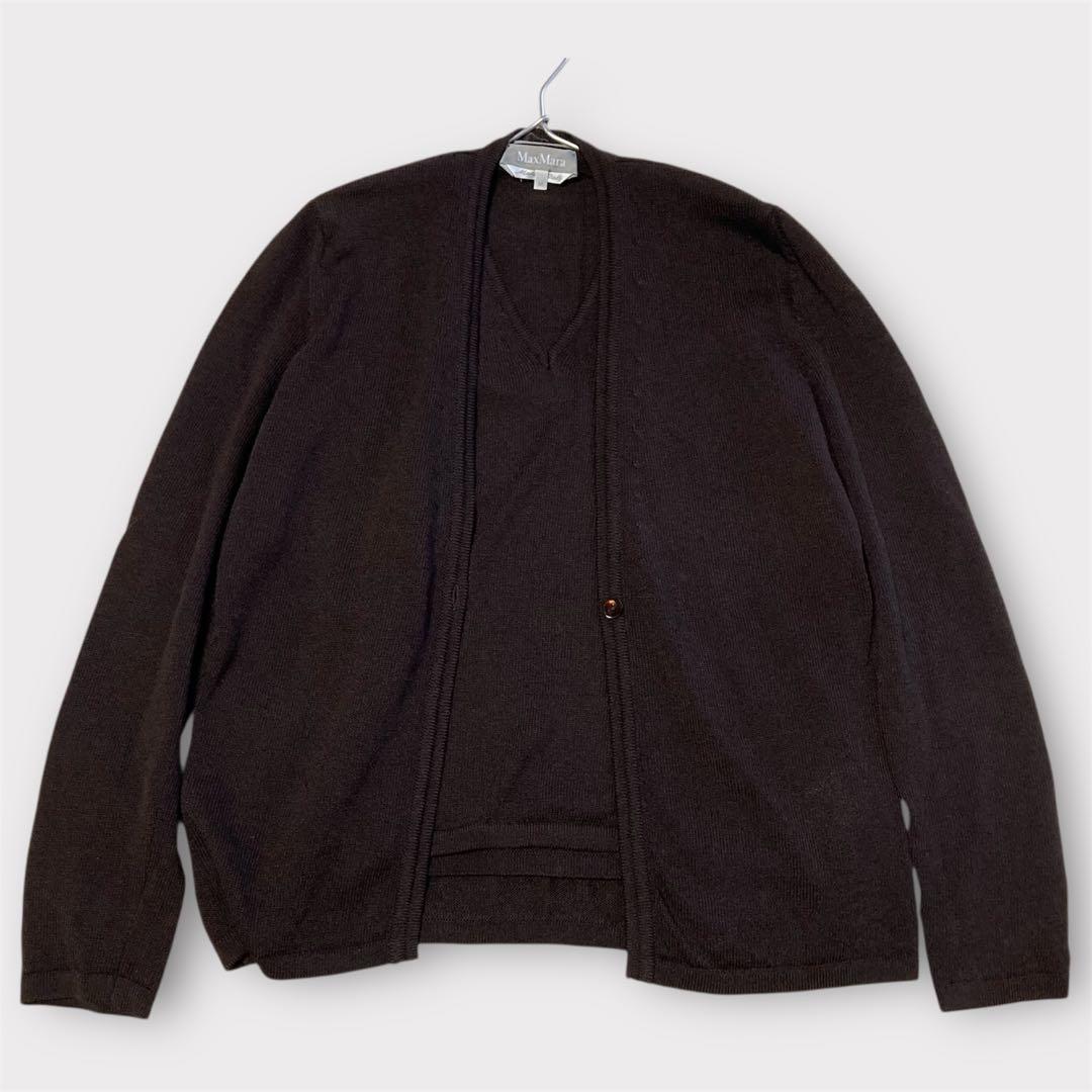 Max Mara 銀タグ イタリア製 ニット アンサンブル 長袖 ブラウン M
