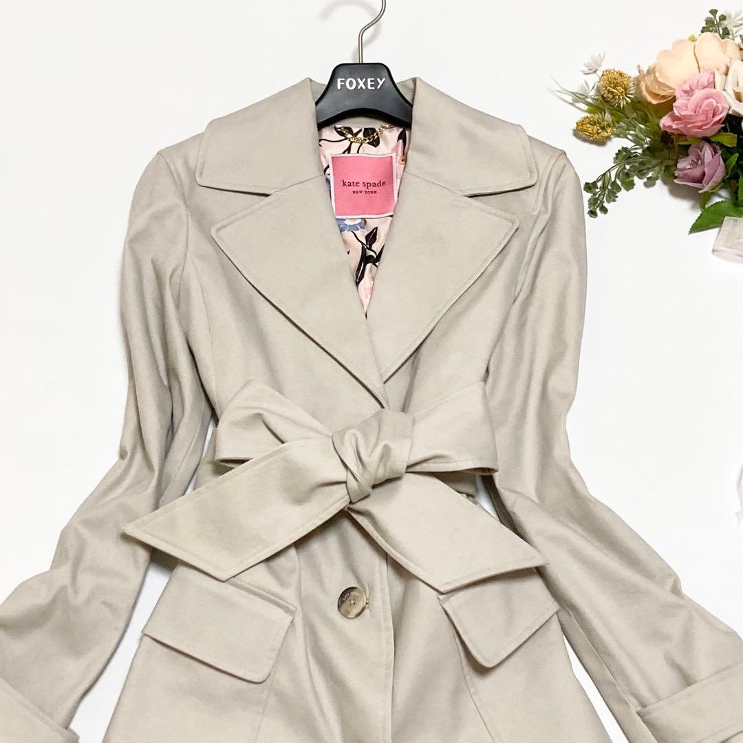 kate spade トレンチコート リボンベルト 花柄 Mサイズ相当