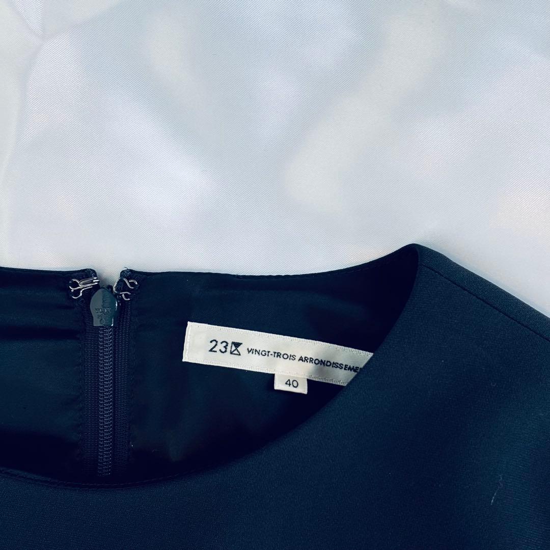 美品✨23区 VERYコラボ クラッシー タック ワンピース ネイビー　40 L