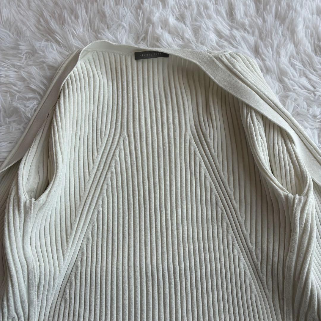 定価3.1万✨️ theory luxe リブニットカーディガン 白 24年モデル