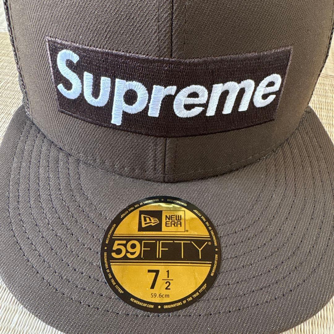 Supreme Box Logo Mesh Back New Era ブラウン