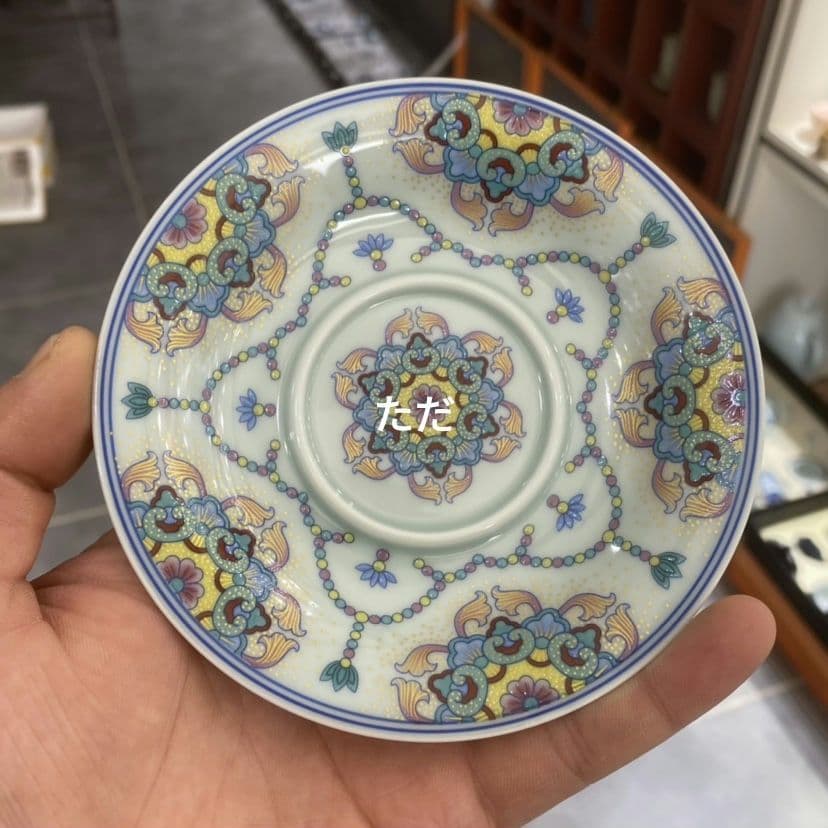 中国茶器 景徳鎮 陶磁器 宝相花三才蓋碗 茶器 茶道具 煎茶器 新品未使用