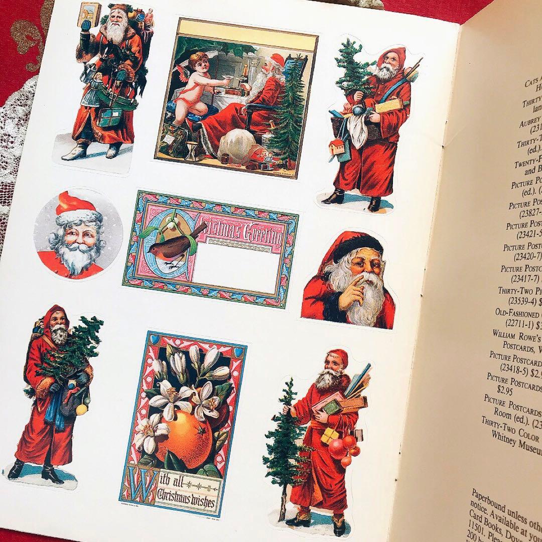 ヴィクトリアン洋書クリスマス紙モノセット♡少女 猫 クロモス ジャンクジャーナル
