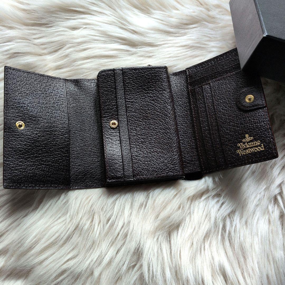 Vivienne Westwood 牛革 三つ折り財布 ダークブラウン オーブ