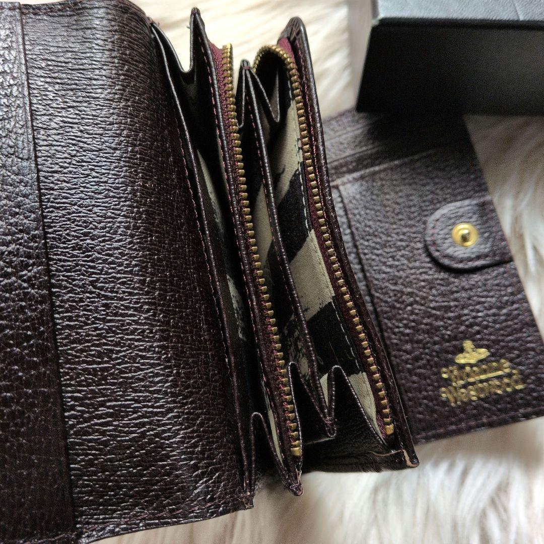 Vivienne Westwood 牛革 三つ折り財布 ダークブラウン オーブ