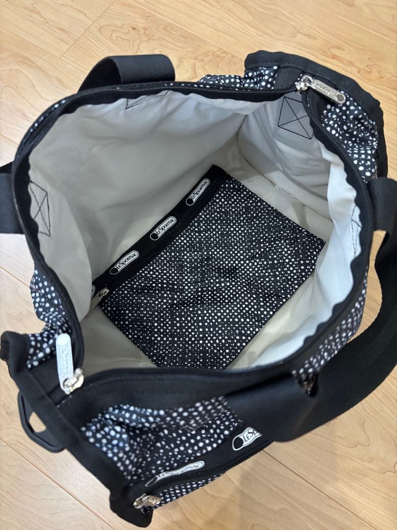 【未使用】LeSportsac ドットニュアンス柄 ボストンバッグ 黒ショルダー