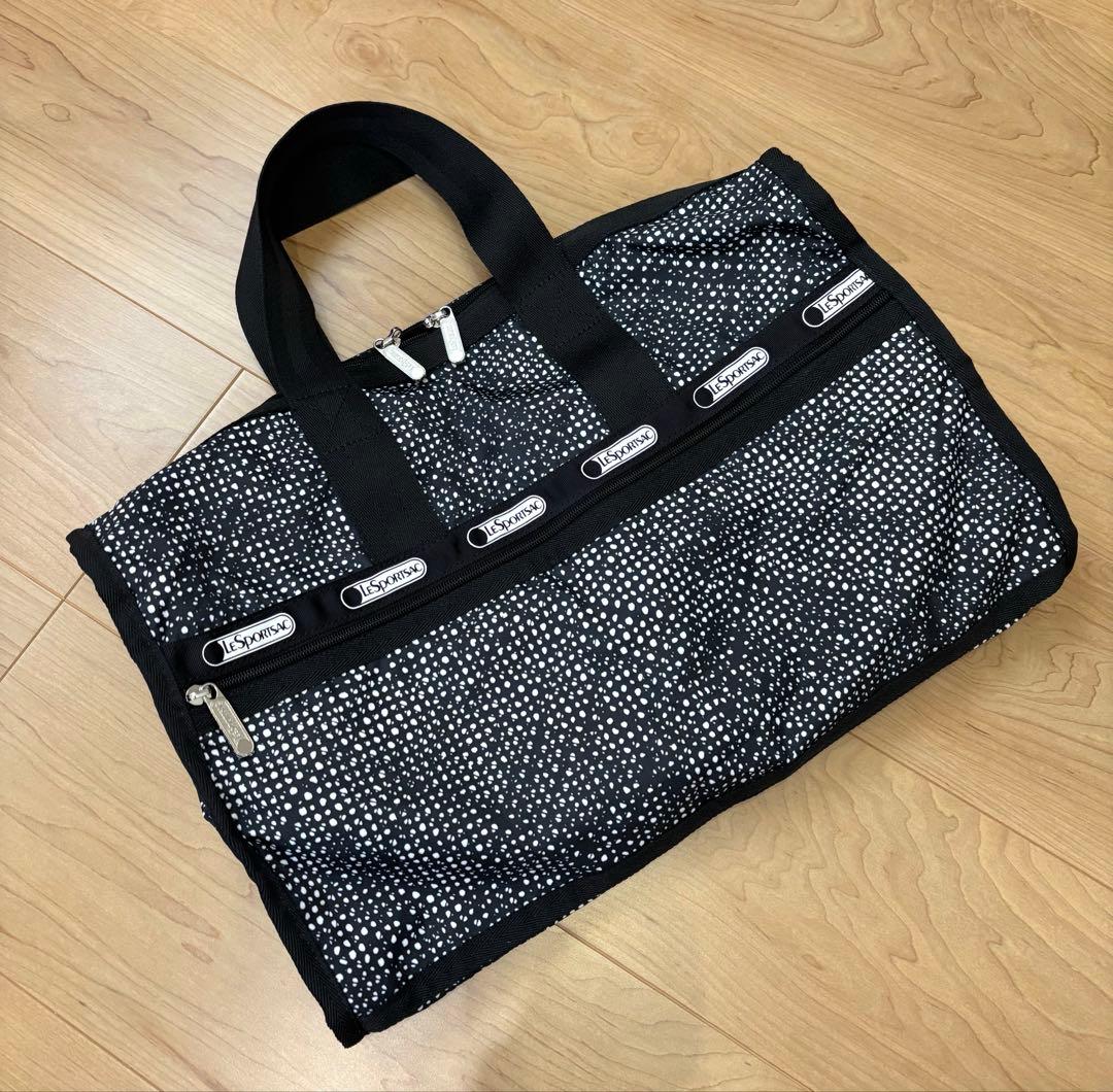 【未使用】LeSportsac ドットニュアンス柄 ボストンバッグ 黒ショルダー