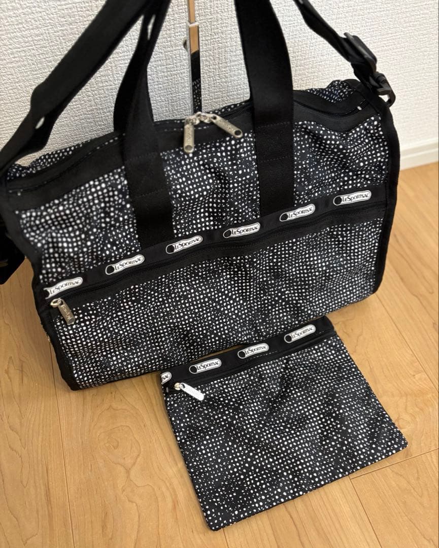 【未使用】LeSportsac ドットニュアンス柄 ボストンバッグ 黒ショルダー