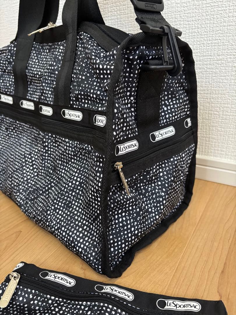 【未使用】LeSportsac ドットニュアンス柄 ボストンバッグ 黒ショルダー